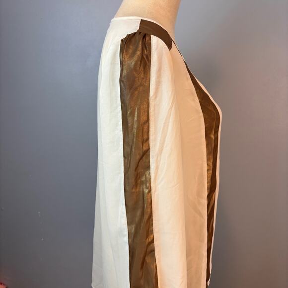 Jealous Tomato Sheer Blouse Cream/ Gold Womens Medium Long Sleeve Tunic Top - Picture 4 of 7